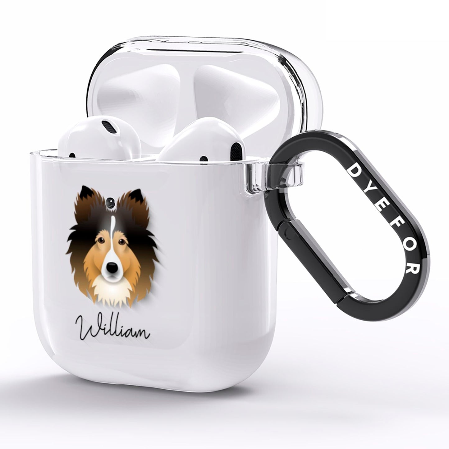 Shetland Sheepdog Personalised AirPods Clear Case Side Image