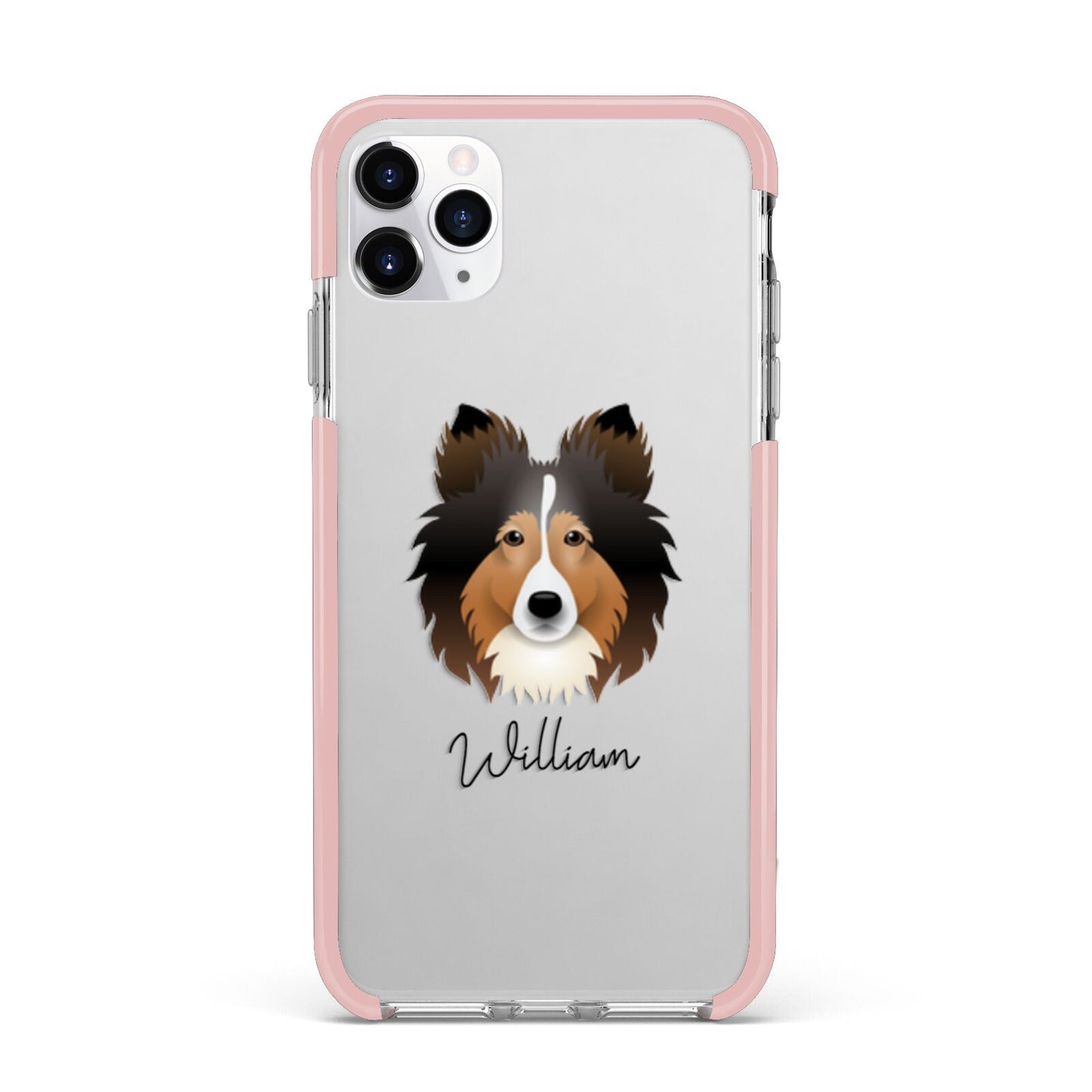 Shetland Sheepdog Personalised iPhone 11 Pro Max Impact Pink Edge Case