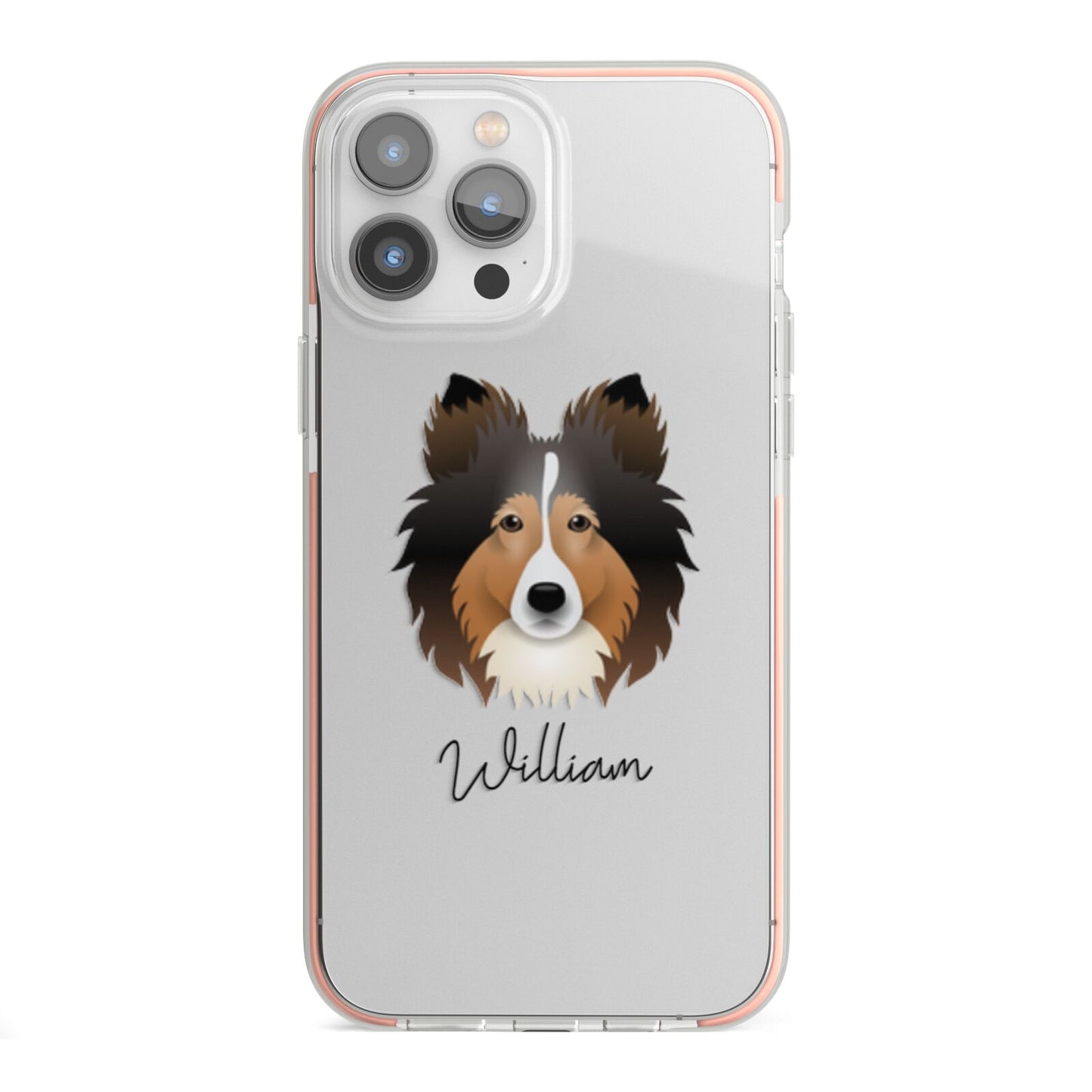Shetland Sheepdog Personalised iPhone 13 Pro Max TPU Impact Case with Pink Edges