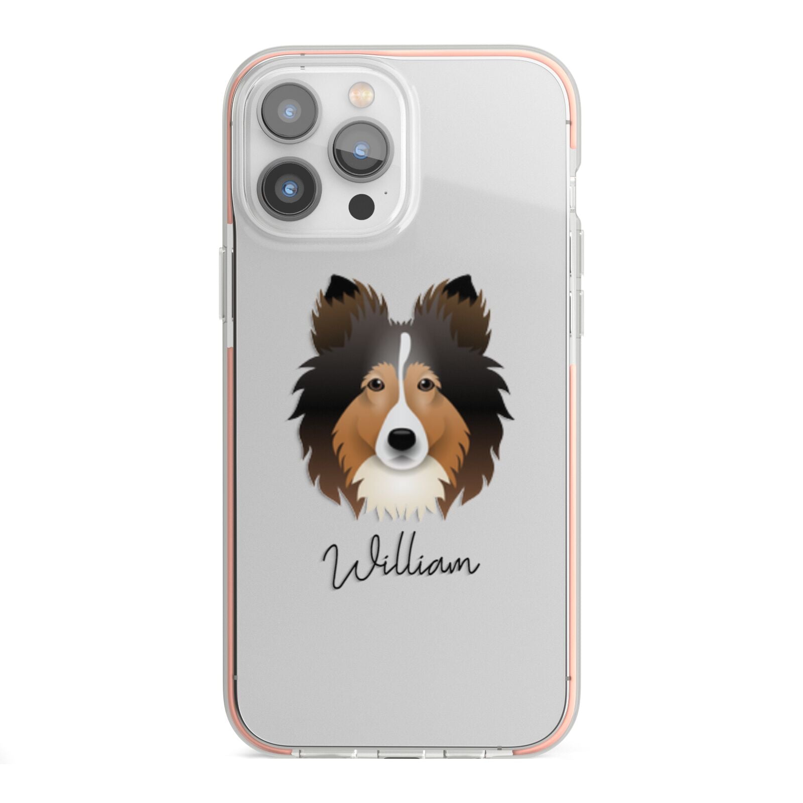 Shetland Sheepdog Personalised iPhone 13 Pro Max TPU Impact Case with Pink Edges