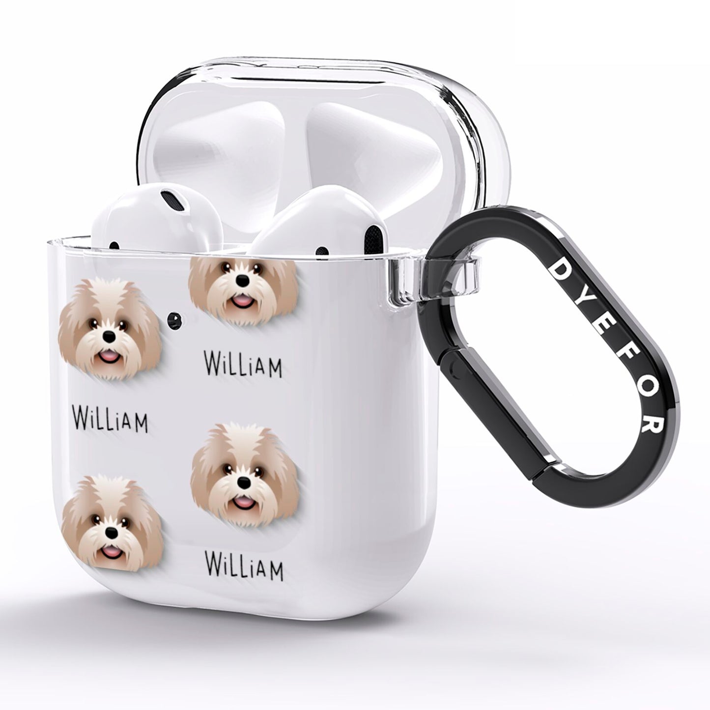 Shih Poo Icon with Name AirPods Clear Case Side Image