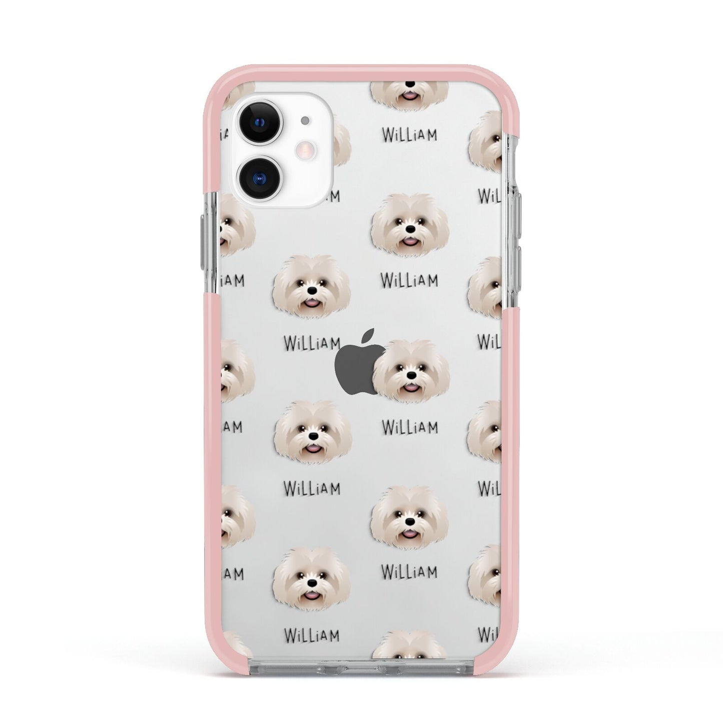 Shih Poo Icon with Name Apple iPhone 11 in White with Pink Impact Case