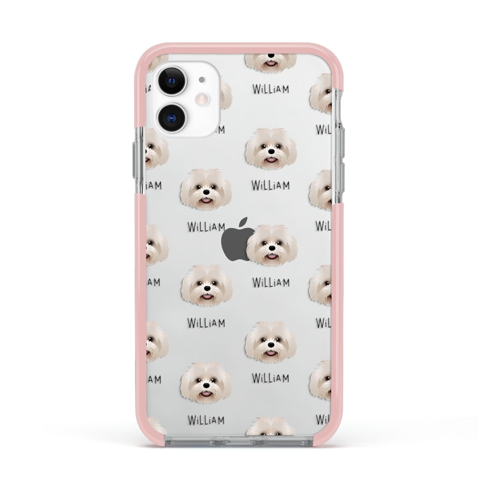 Shih Poo Icon with Name Apple iPhone 11 in White with Pink Impact Case