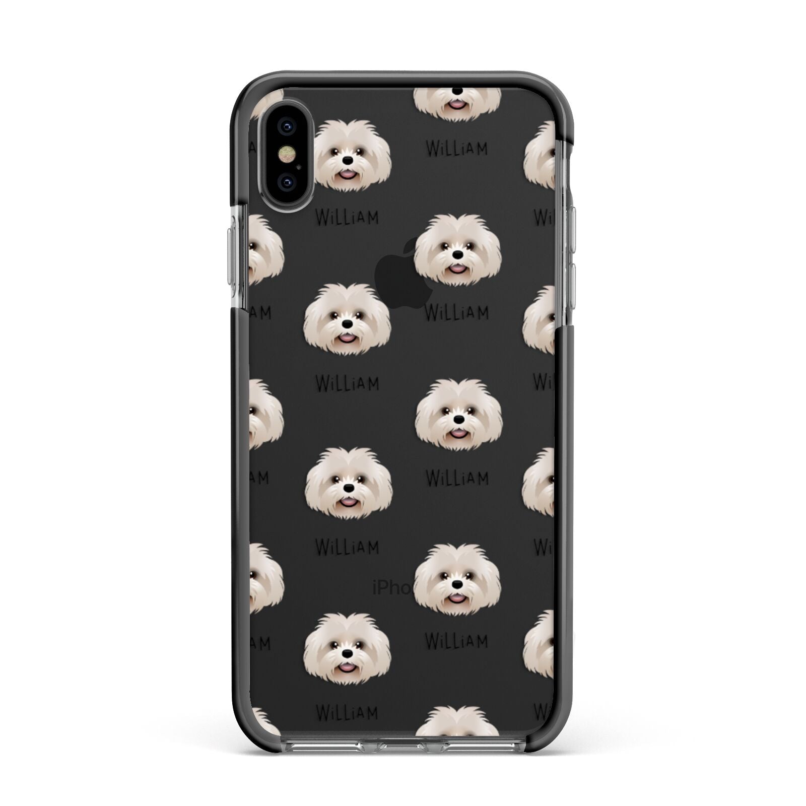 Shih Poo Icon with Name Apple iPhone Xs Max Impact Case Black Edge on Black Phone