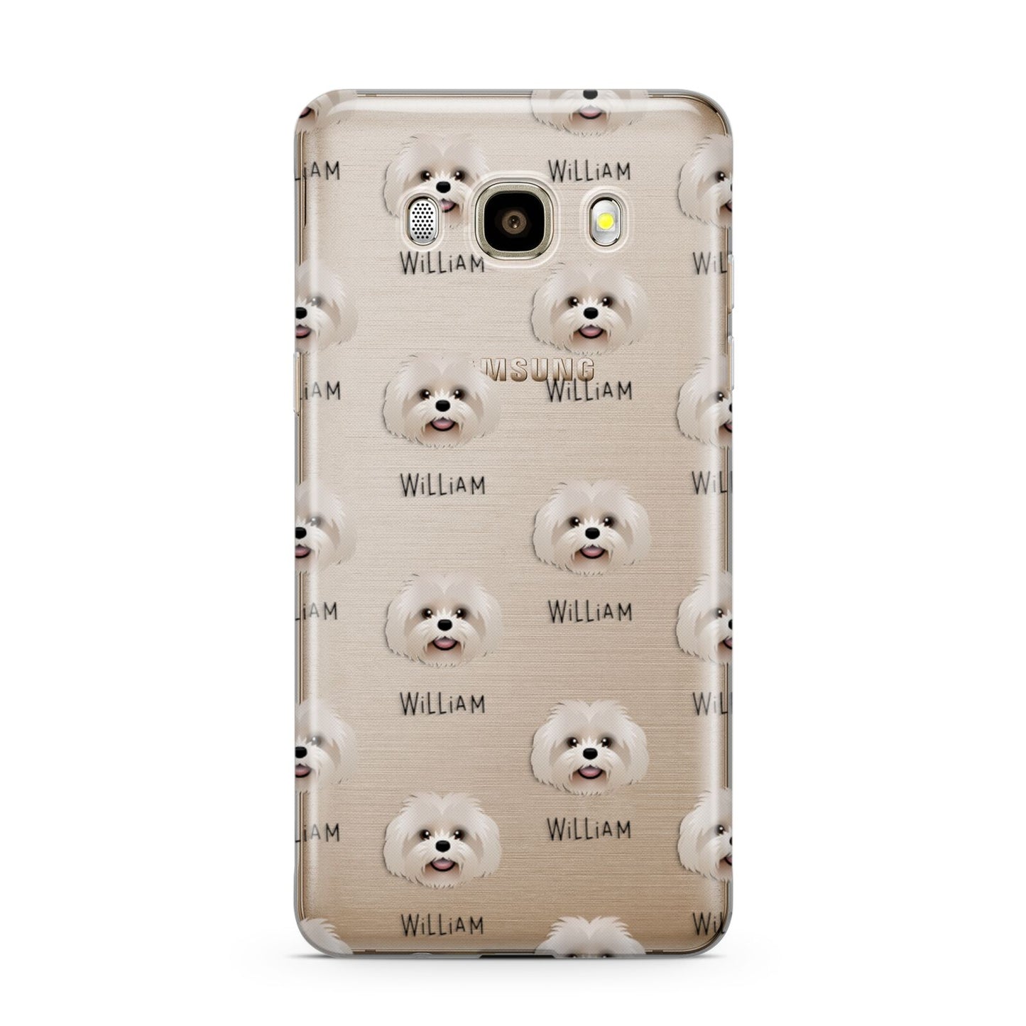 Shih Poo Icon with Name Samsung Galaxy J7 2016 Case on gold phone