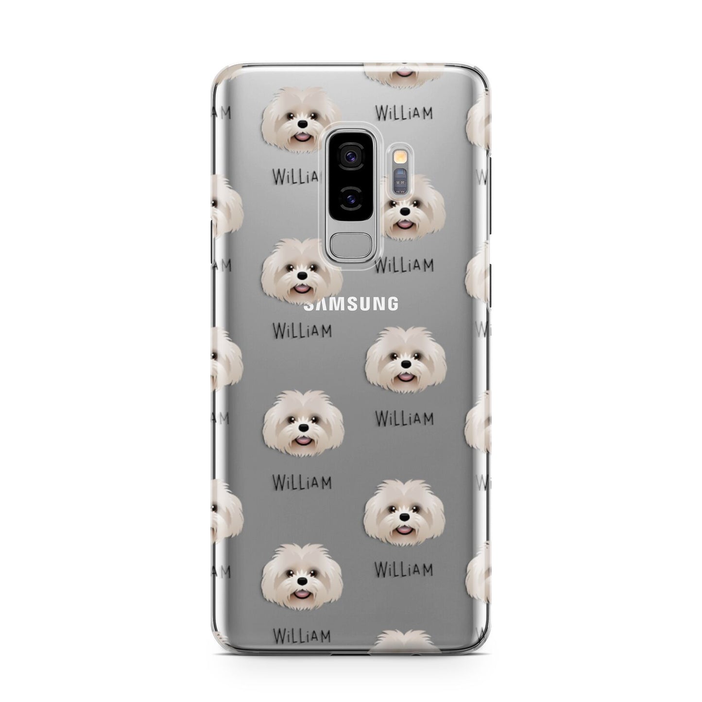 Shih Poo Icon with Name Samsung Galaxy S9 Plus Case on Silver phone