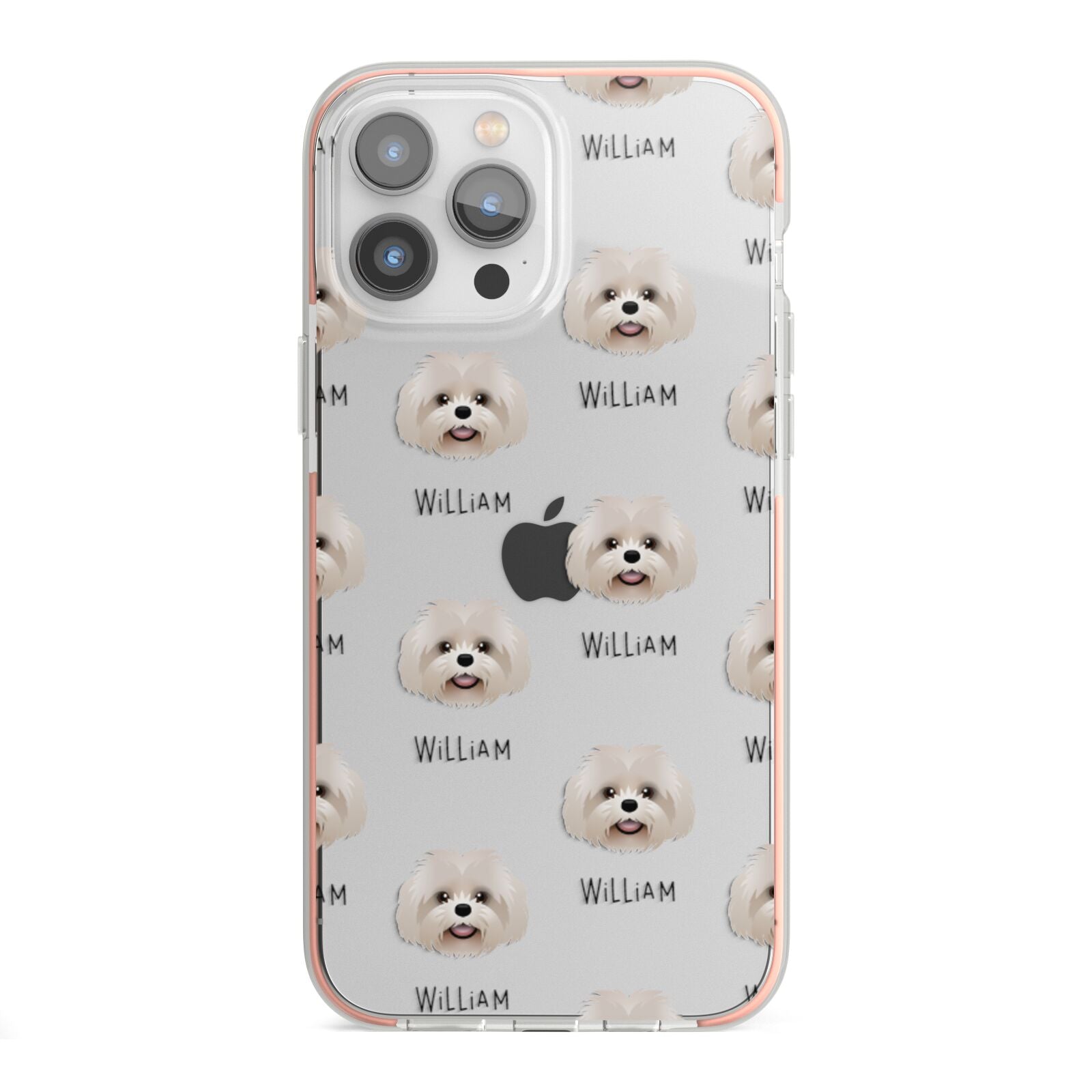 Shih Poo Icon with Name iPhone 13 Pro Max TPU Impact Case with Pink Edges