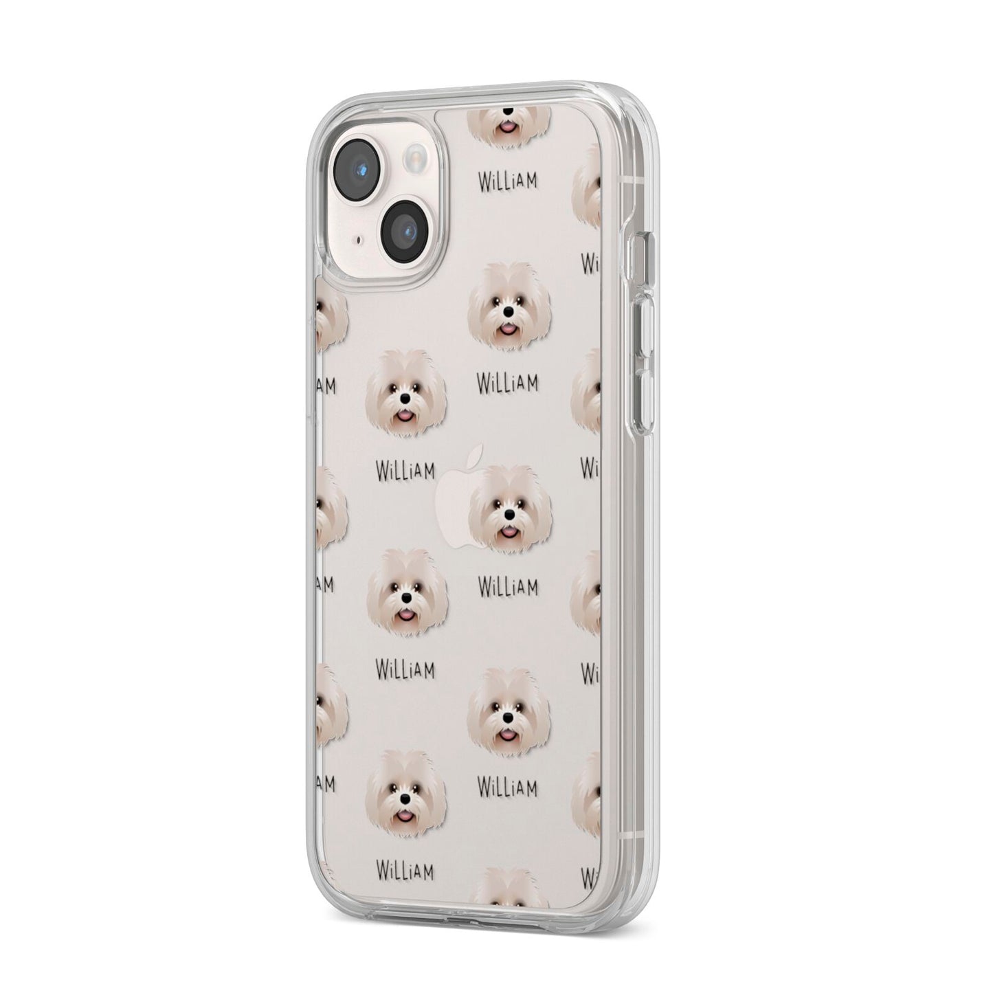 Shih Poo Icon with Name iPhone 14 Plus Clear Tough Case Starlight Angled Image