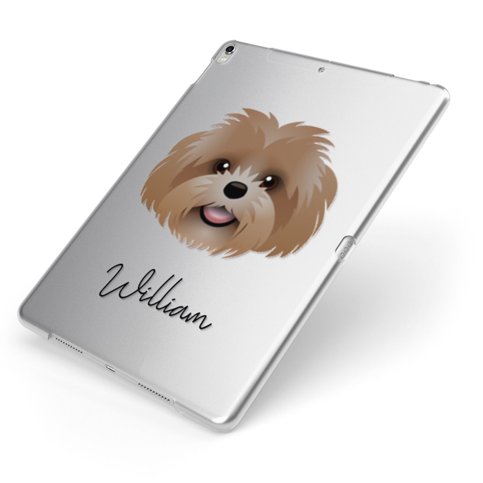 Shih Poo Personalised Apple iPad Case on Silver iPad Side View