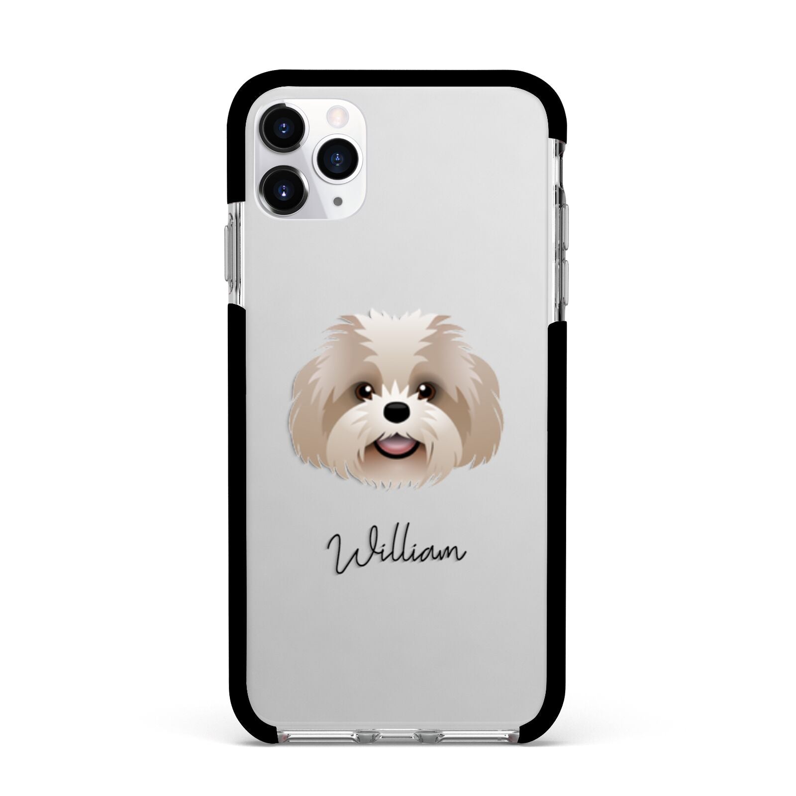 Shih Poo Personalised Apple iPhone 11 Pro Max in Silver with Black Impact Case