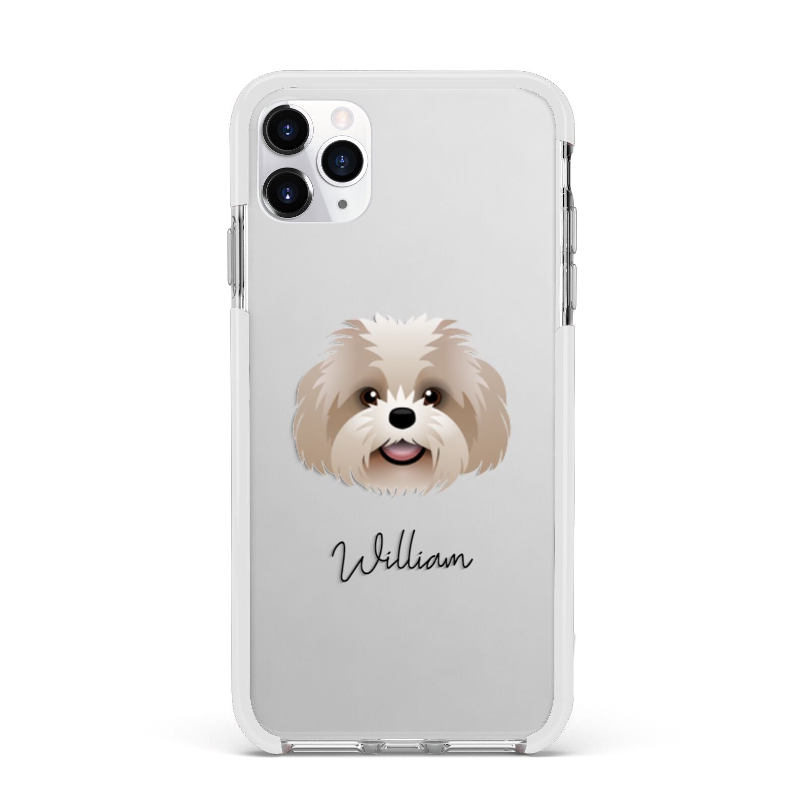 Shih Poo Personalised Apple iPhone 11 Pro Max in Silver with White Impact Case