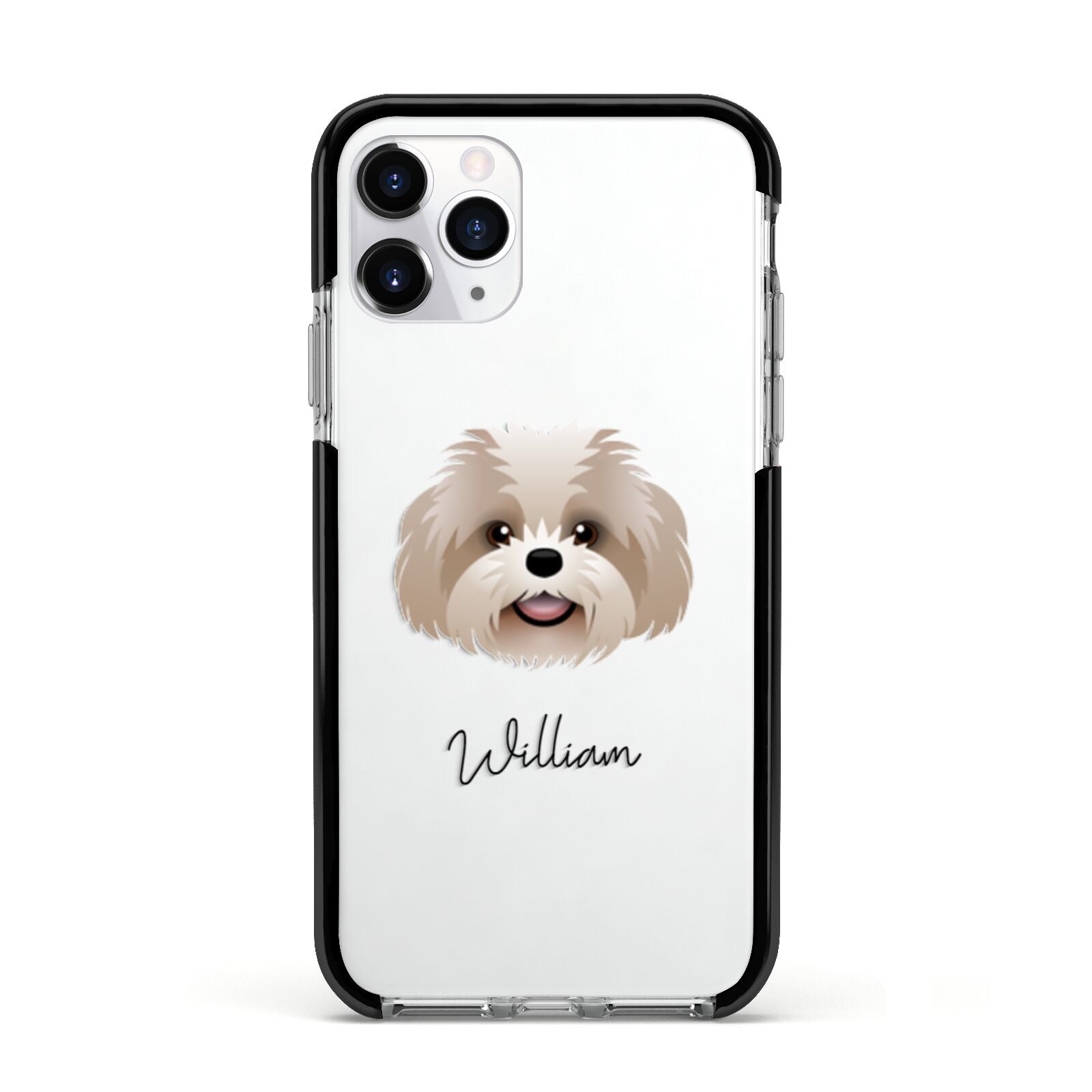 Shih Poo Personalised Apple iPhone 11 Pro in Silver with Black Impact Case
