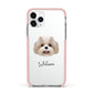 Shih Poo Personalised Apple iPhone 11 Pro in Silver with Pink Impact Case