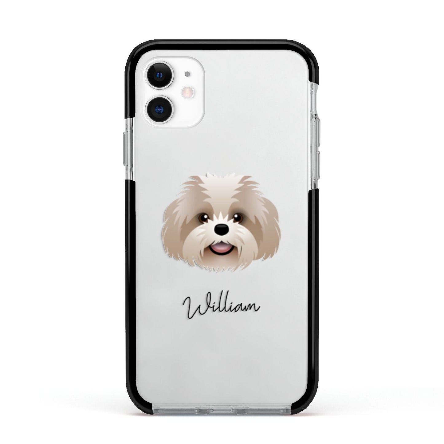 Shih Poo Personalised Apple iPhone 11 in White with Black Impact Case