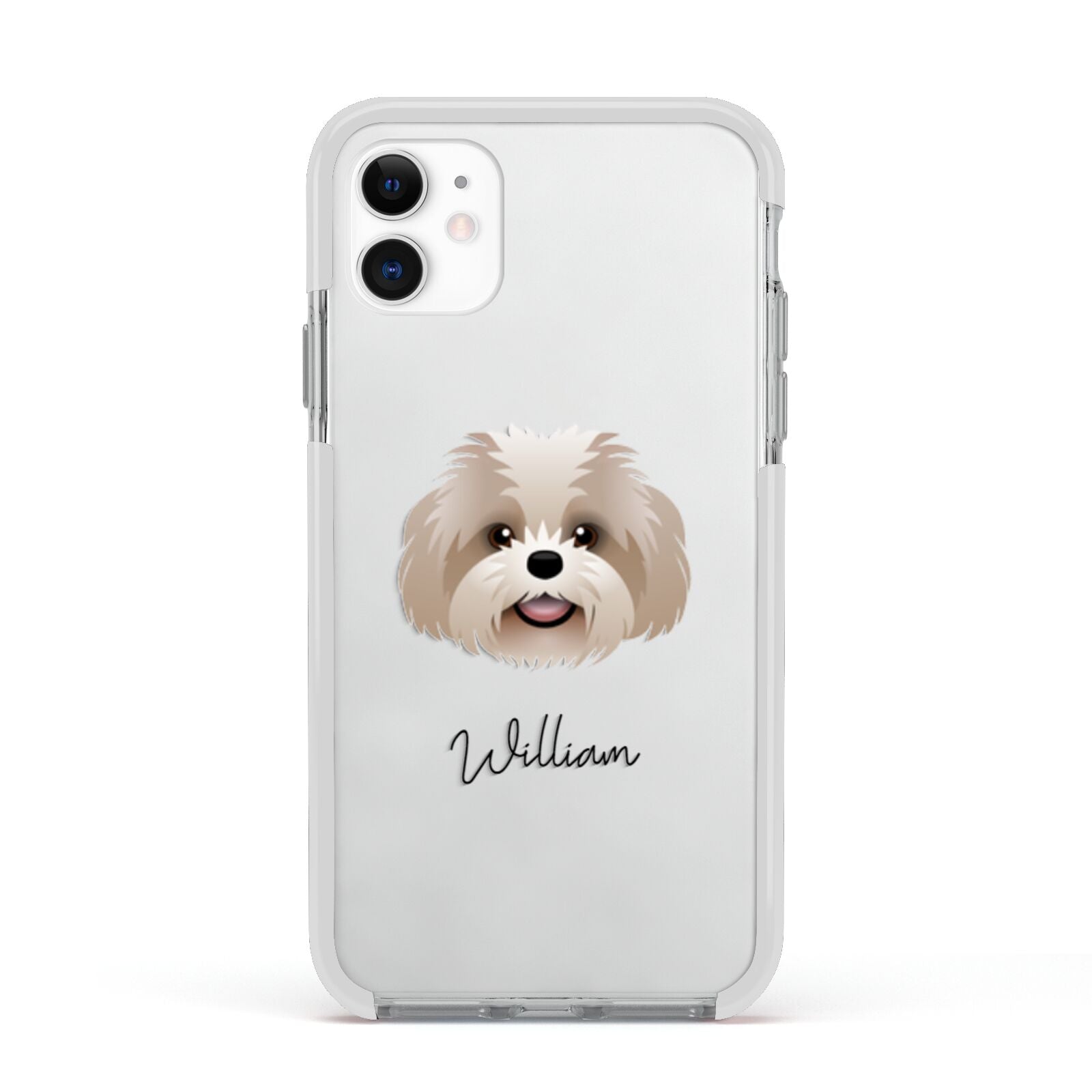 Shih Poo Personalised Apple iPhone 11 in White with White Impact Case