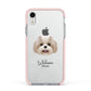 Shih Poo Personalised Apple iPhone XR Impact Case Pink Edge on Silver Phone