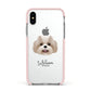 Shih Poo Personalised Apple iPhone Xs Impact Case Pink Edge on Silver Phone