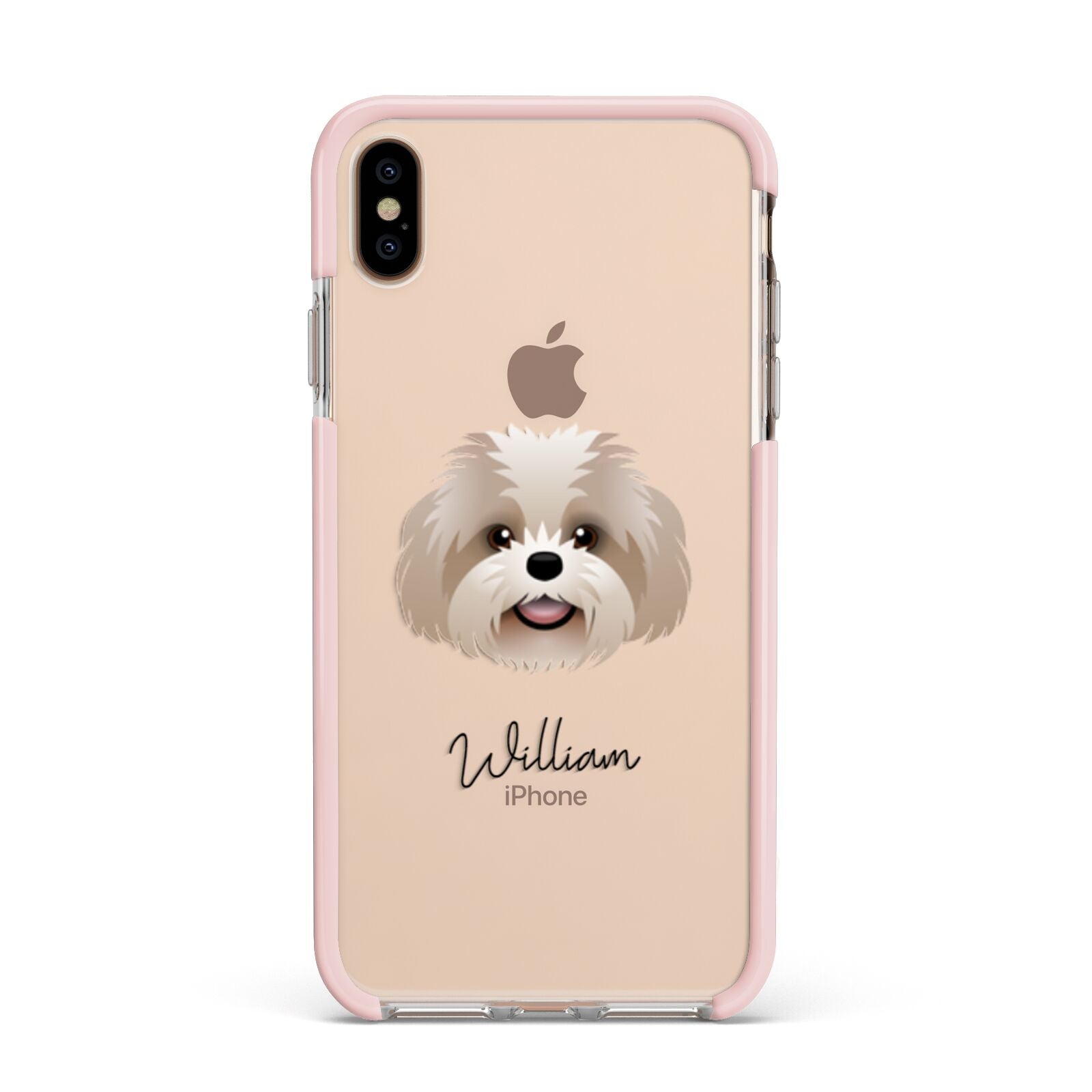 Shih Poo Personalised Apple iPhone Xs Max Impact Case Pink Edge on Gold Phone
