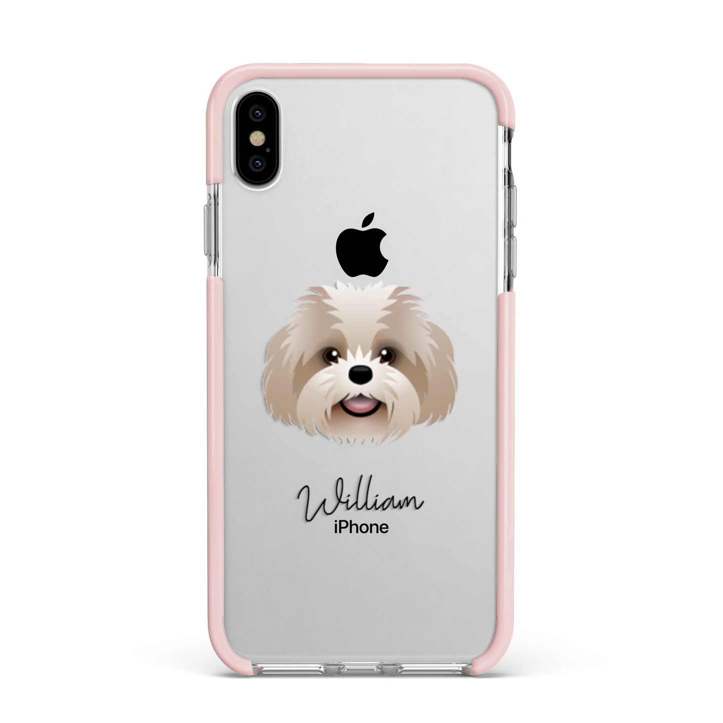 Shih Poo Personalised Apple iPhone Xs Max Impact Case Pink Edge on Silver Phone