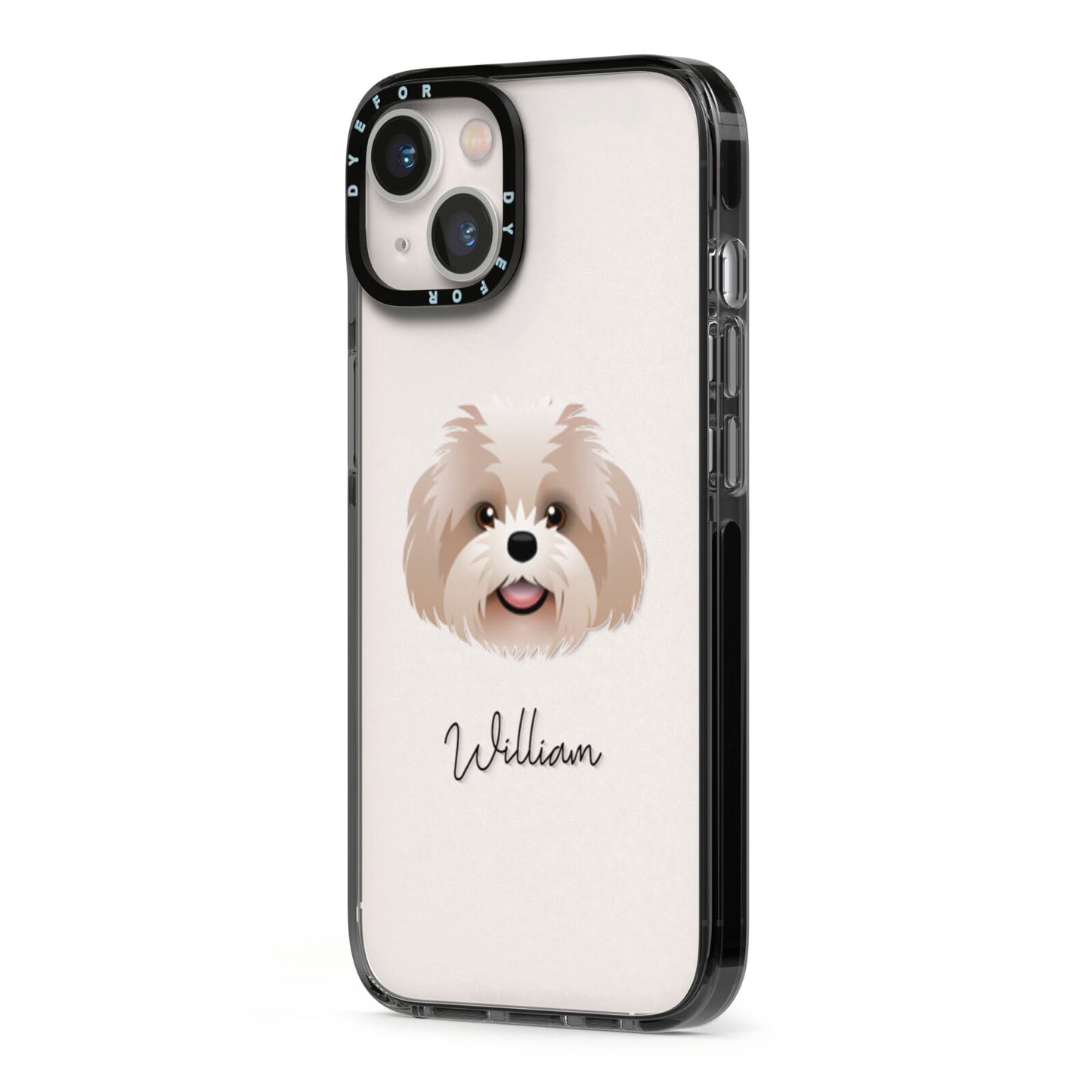 Shih Poo Personalised iPhone 13 Black Impact Case Side Angle on Silver phone