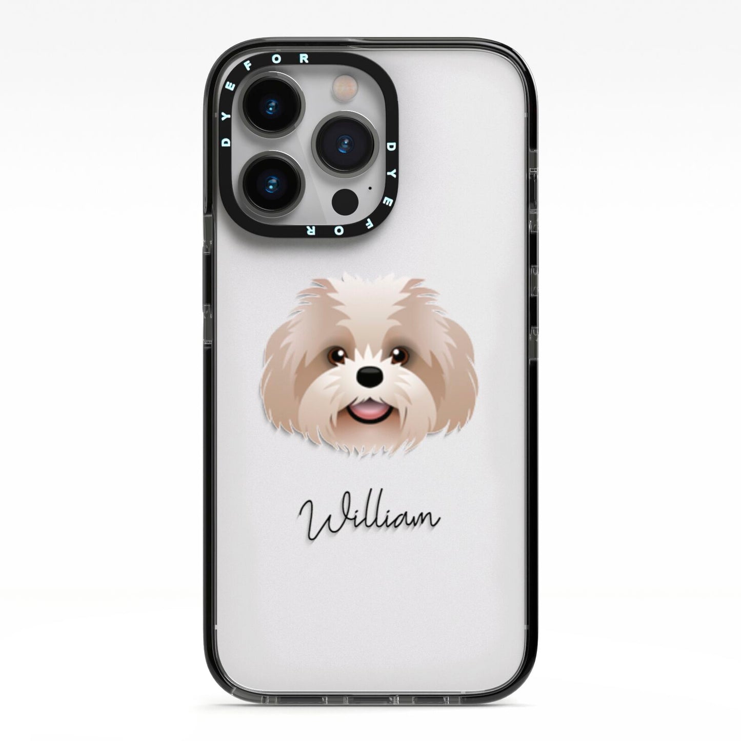 Shih Poo Personalised iPhone 13 Pro Black Impact Case on Silver phone