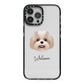 Shih Poo Personalised iPhone 13 Pro Max Black Impact Case on Silver phone