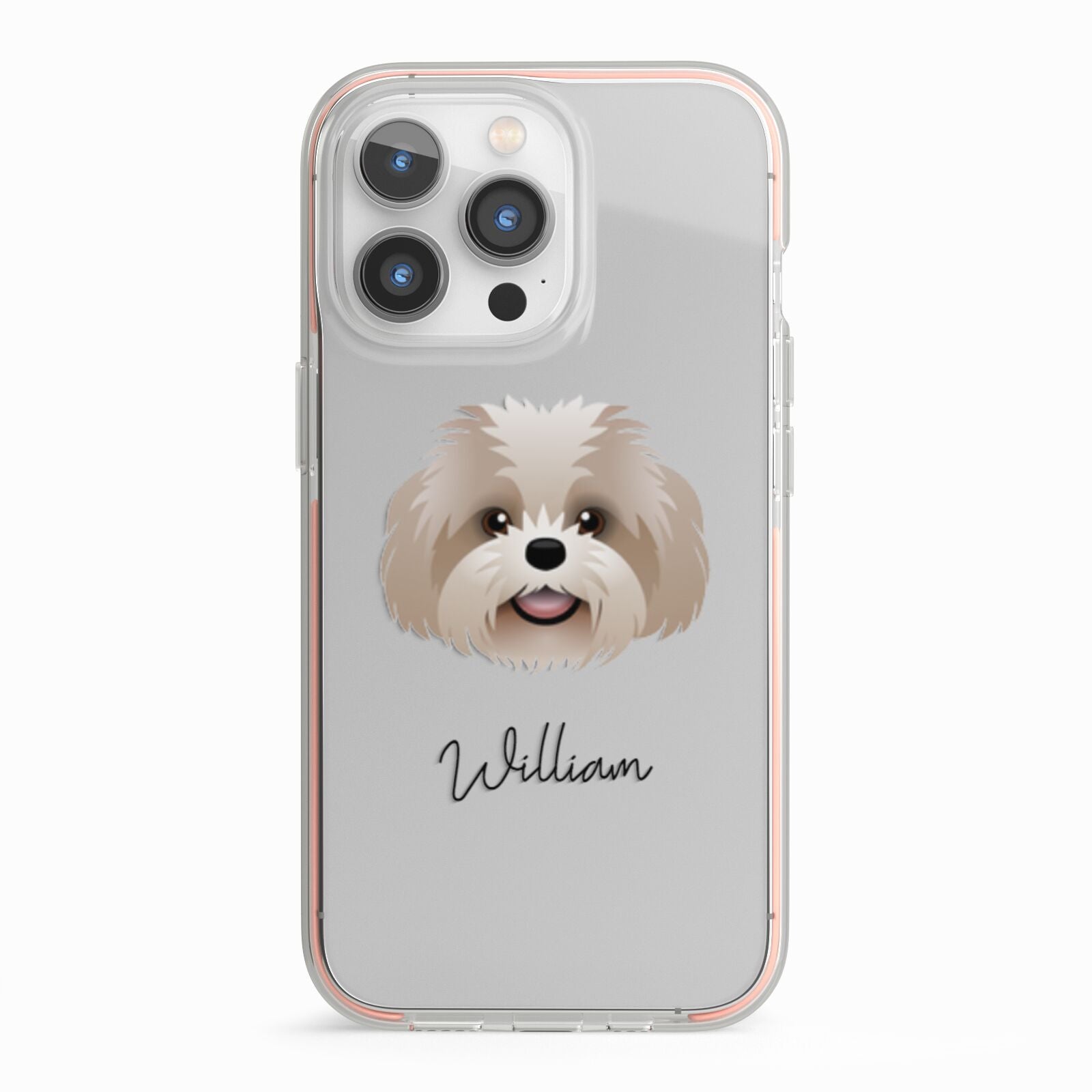 Shih Poo Personalised iPhone 13 Pro TPU Impact Case with Pink Edges
