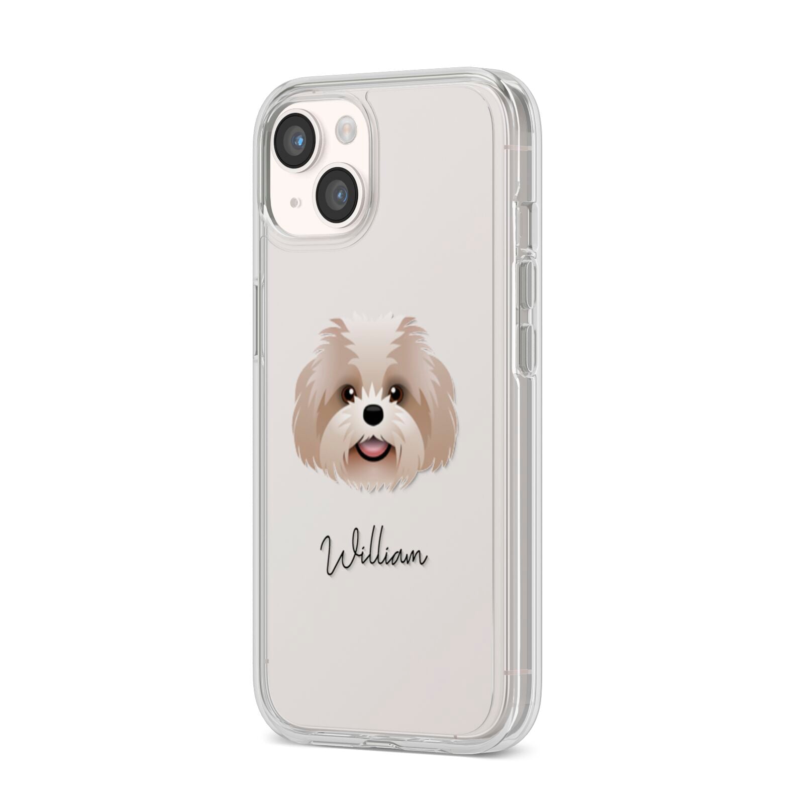 Shih Poo Personalised iPhone 14 Clear Tough Case Starlight Angled Image