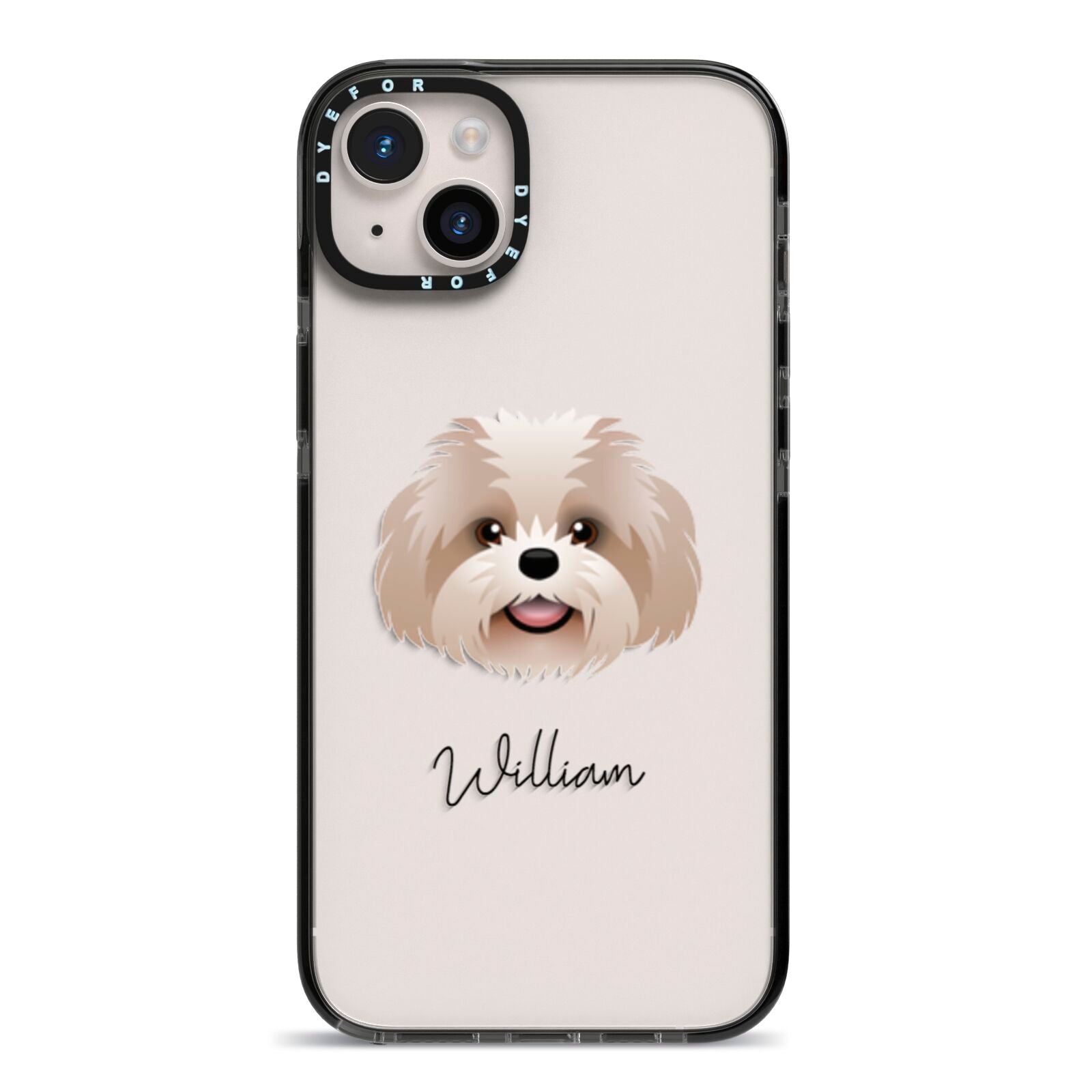Shih Poo Personalised iPhone 14 Plus Black Impact Case on Silver phone