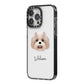 Shih Poo Personalised iPhone 14 Pro Max Black Impact Case Side Angle on Silver phone