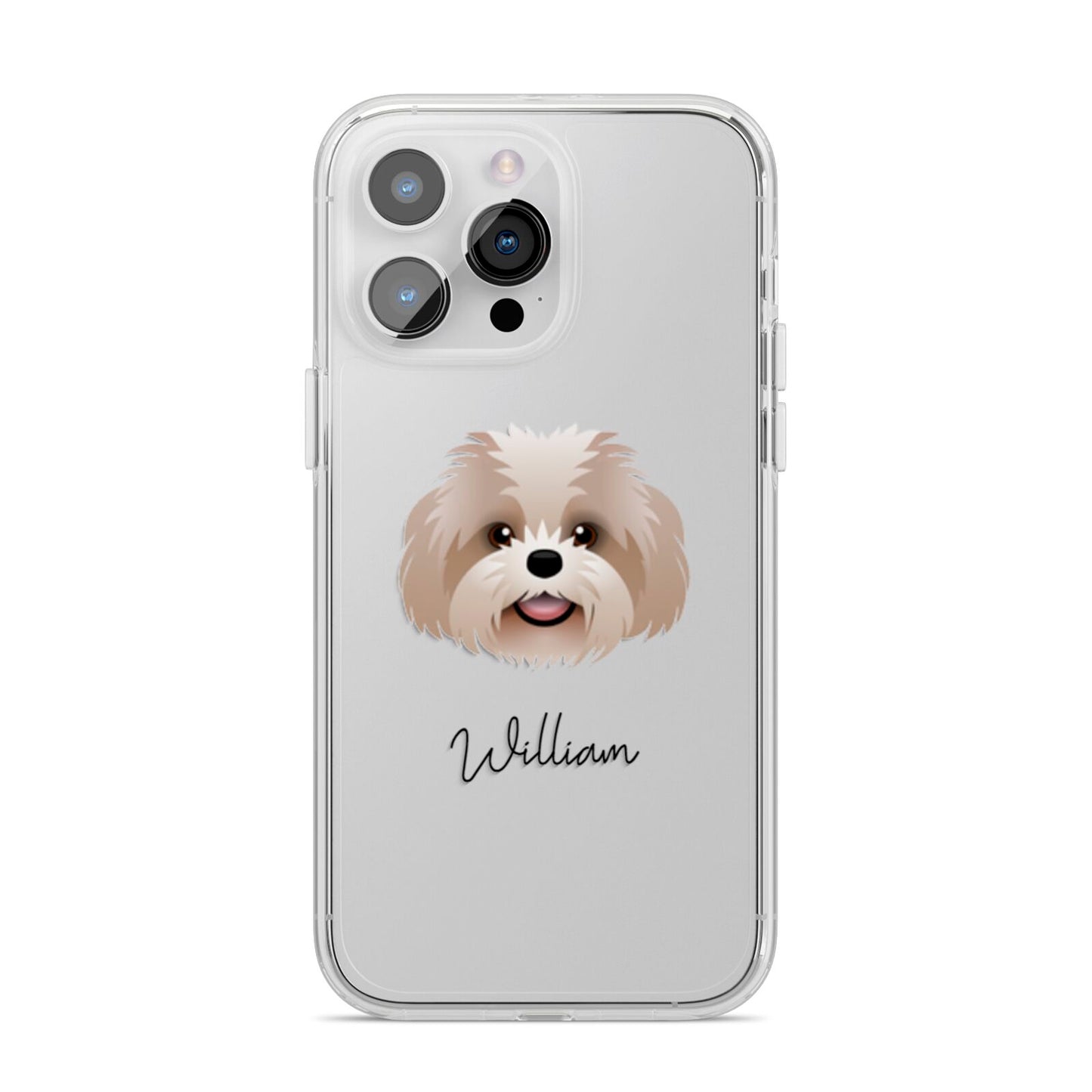 Shih Poo Personalised iPhone 14 Pro Max Clear Tough Case Silver