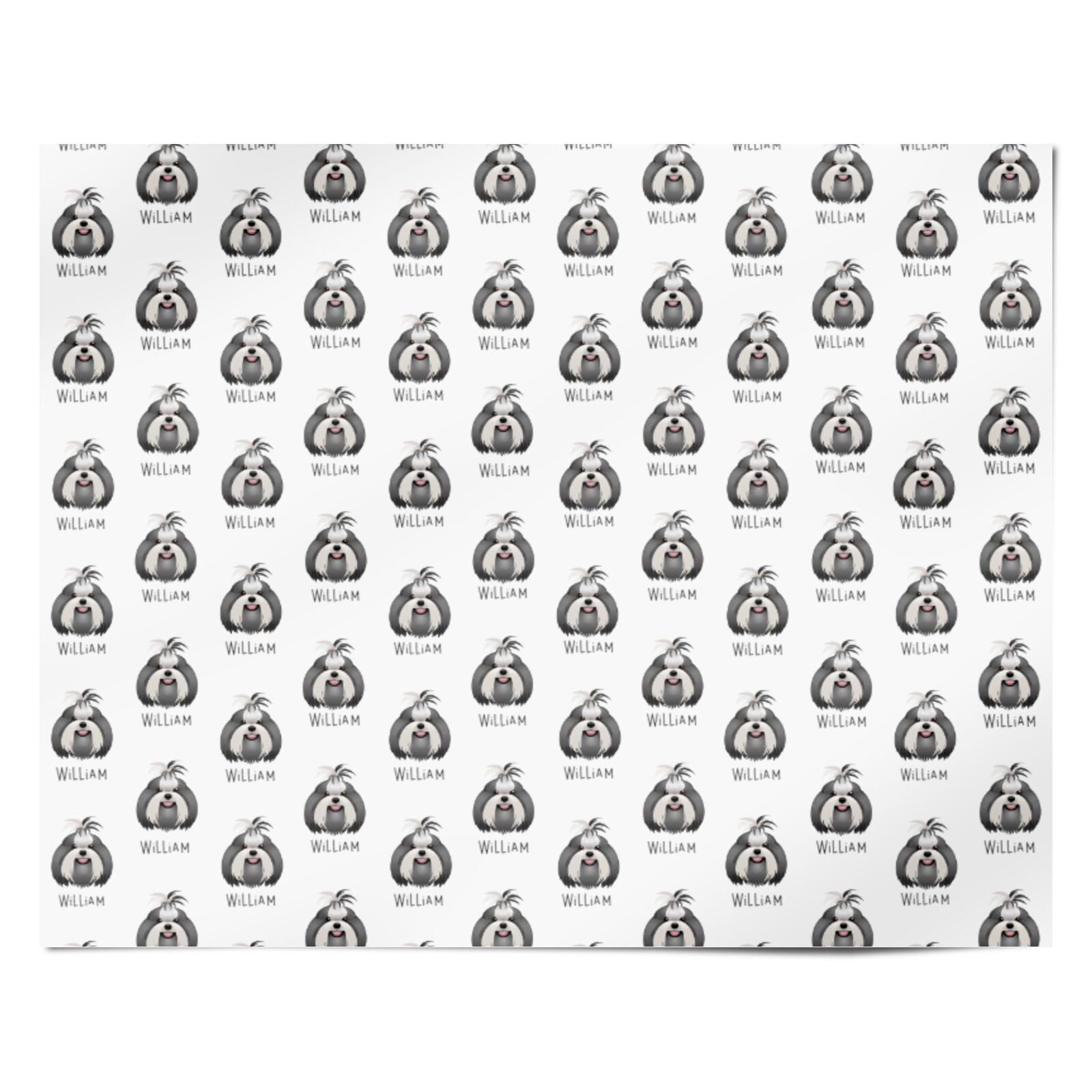 Shih Tzu Icon with Name Personalised Wrapping Paper Alternative