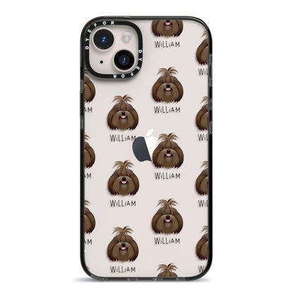 Shih Tzu Icon with Name iPhone 14 Plus Black Impact Case on Silver phone