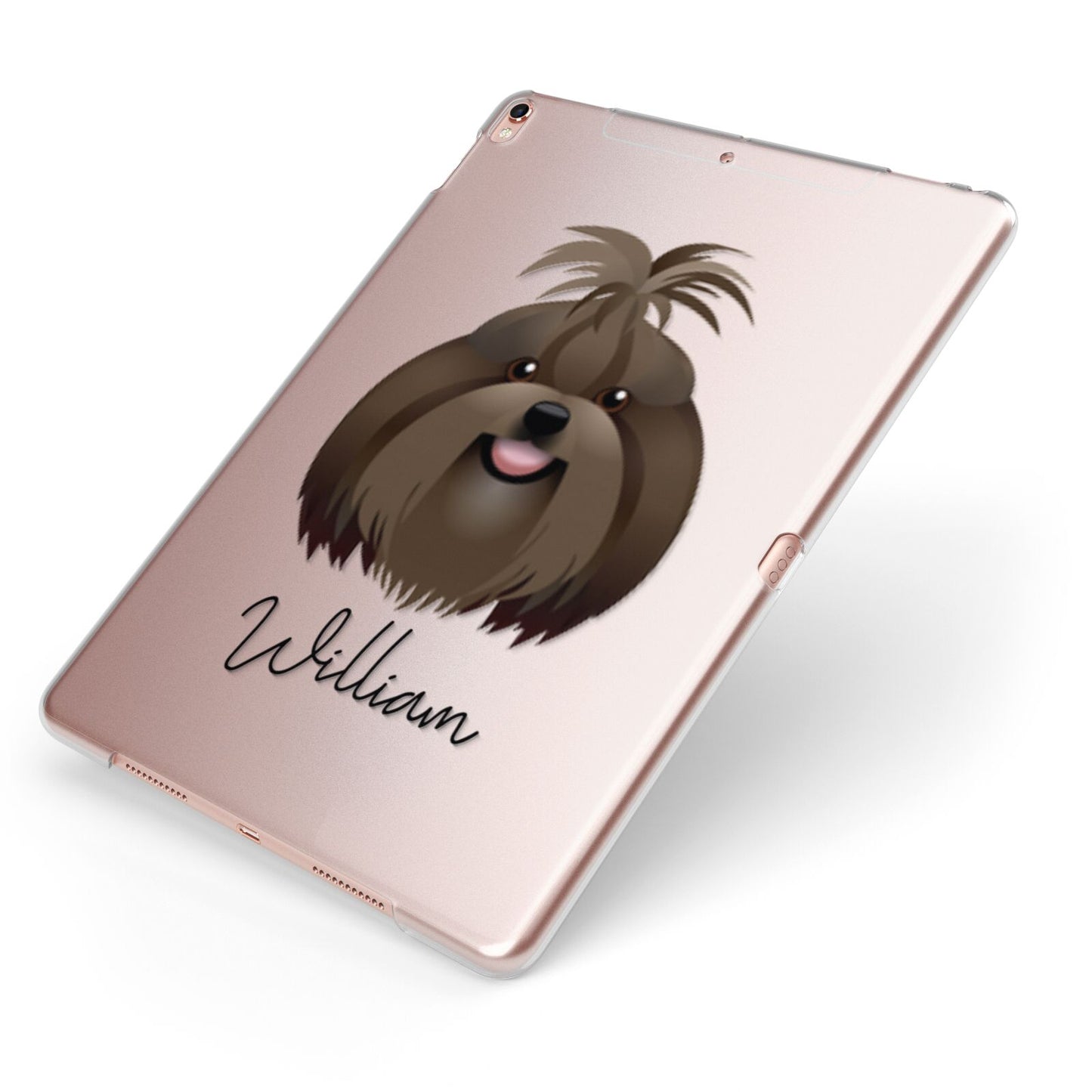 Shih Tzu Personalised Apple iPad Case on Rose Gold iPad Side View