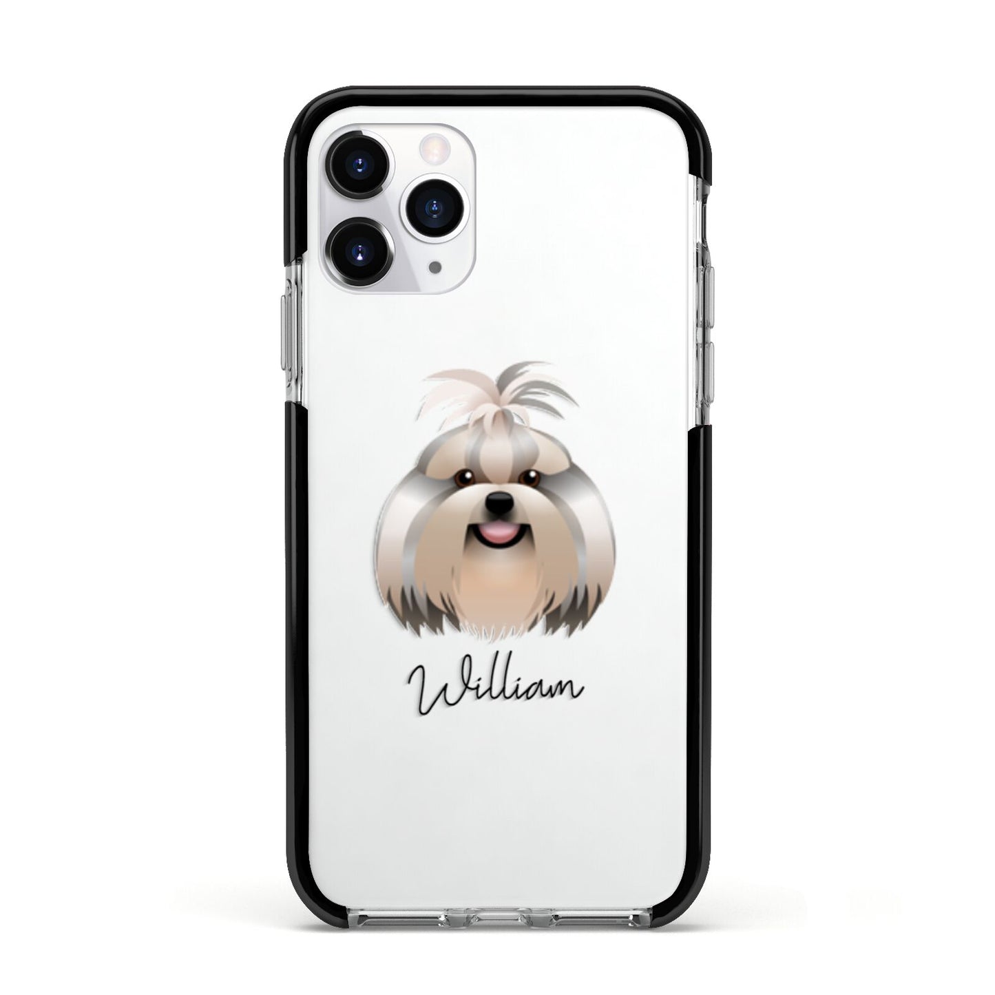 Shih Tzu Personalised Apple iPhone 11 Pro in Silver with Black Impact Case