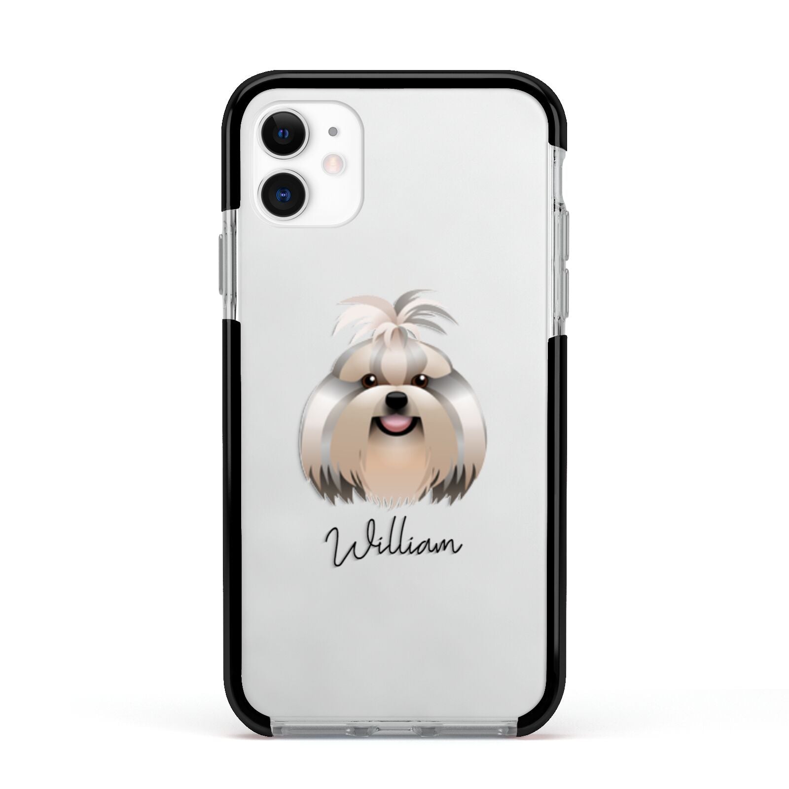 Shih Tzu Personalised Apple iPhone 11 in White with Black Impact Case