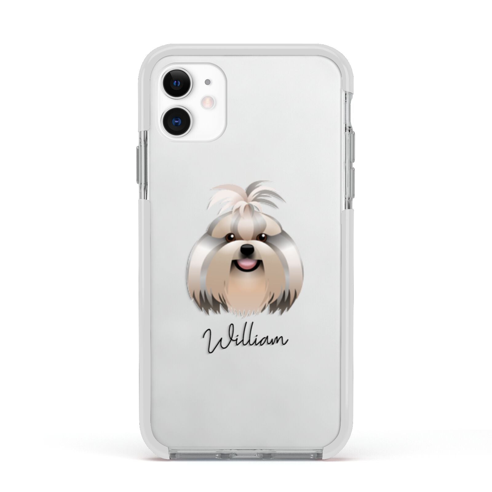 Shih Tzu Personalised Apple iPhone 11 in White with White Impact Case