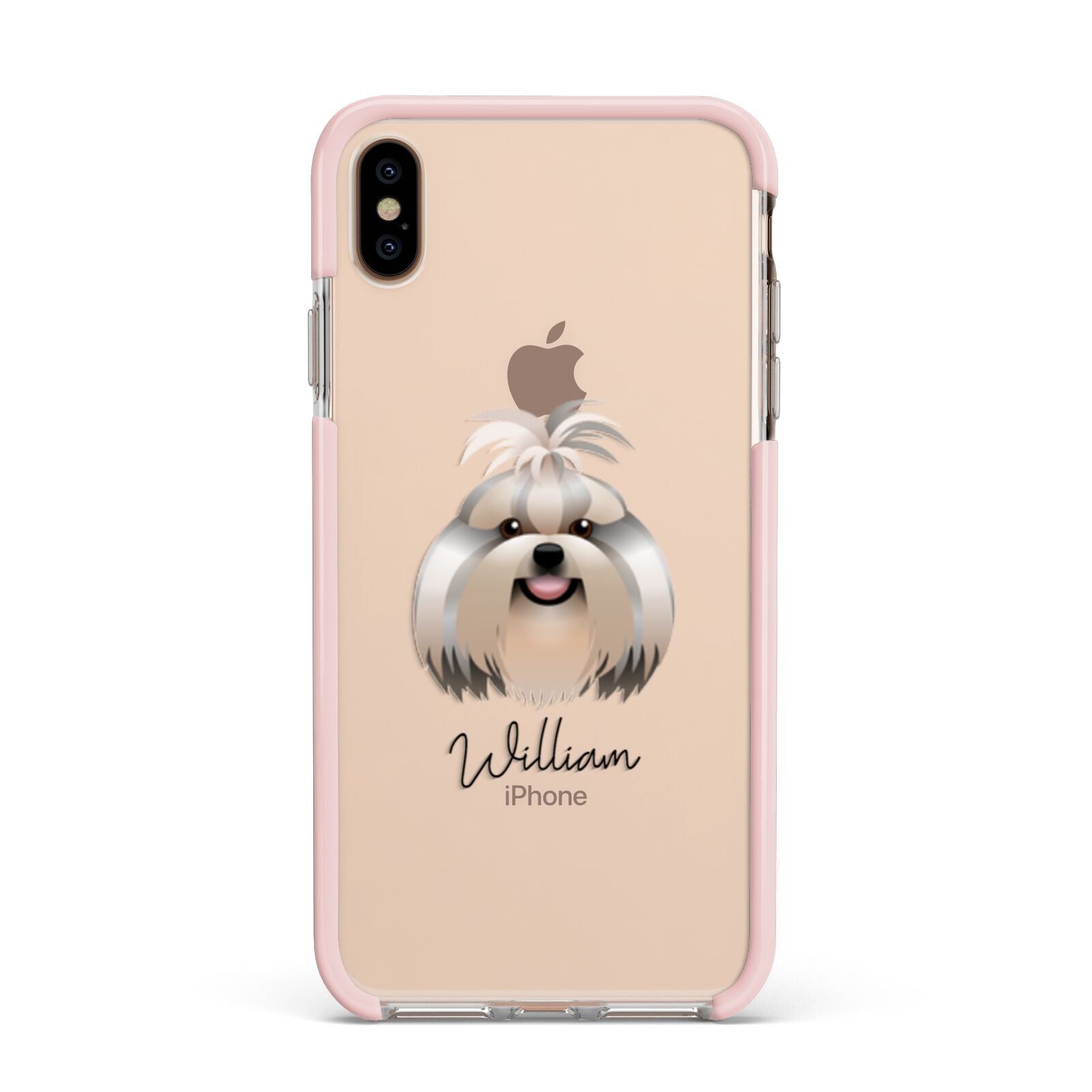 Shih Tzu Personalised Apple iPhone Xs Max Impact Case Pink Edge on Gold Phone