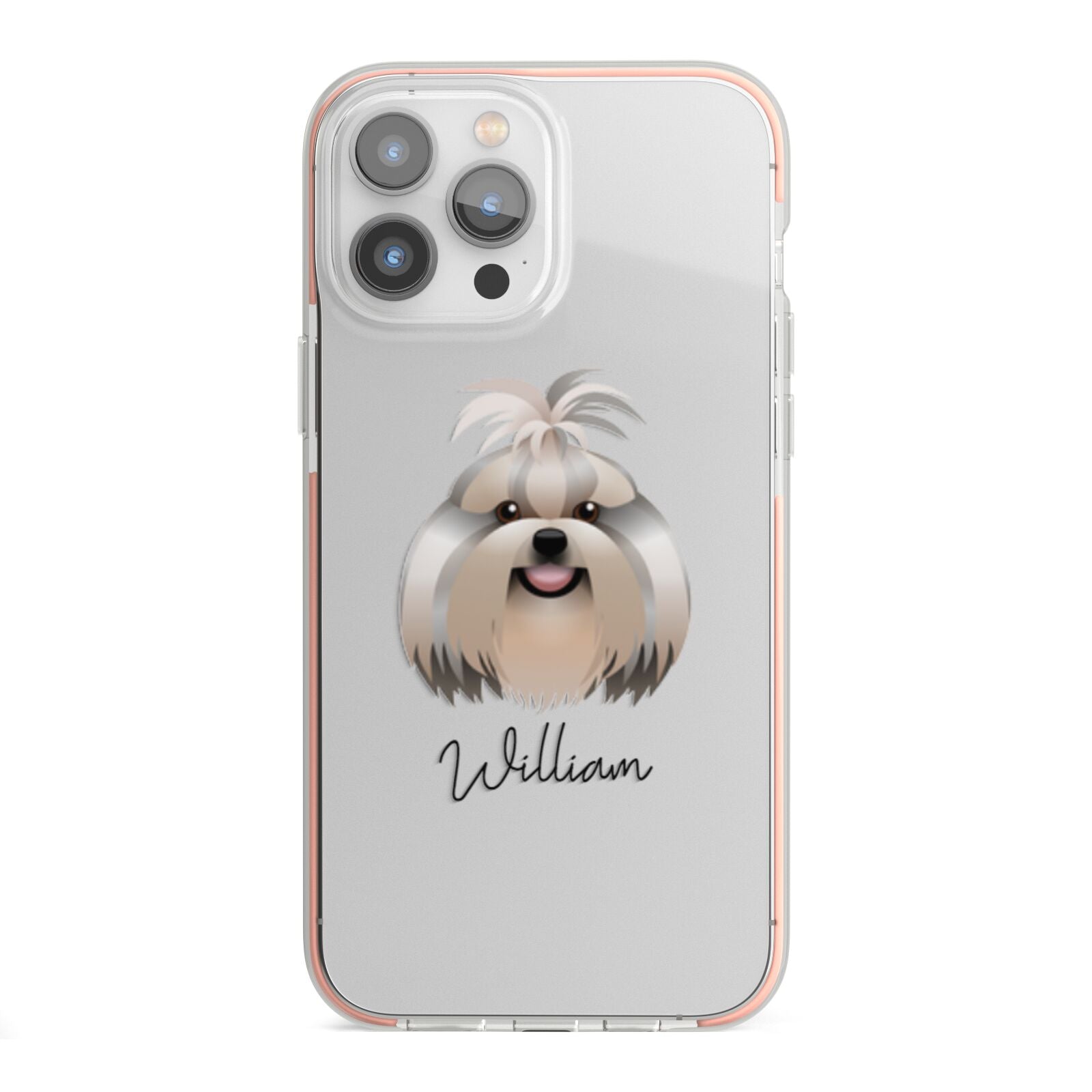 Shih Tzu Personalised iPhone 13 Pro Max TPU Impact Case with Pink Edges