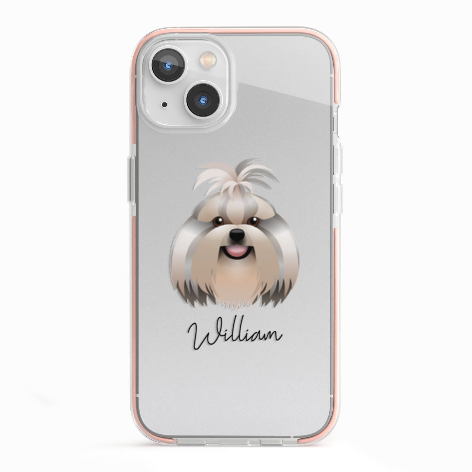 Shih Tzu Personalised iPhone 13 TPU Impact Case with Pink Edges
