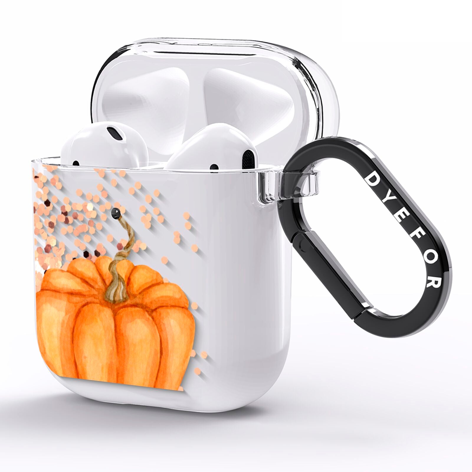 Shimmery Pumpkins AirPods Clear Case Side Image