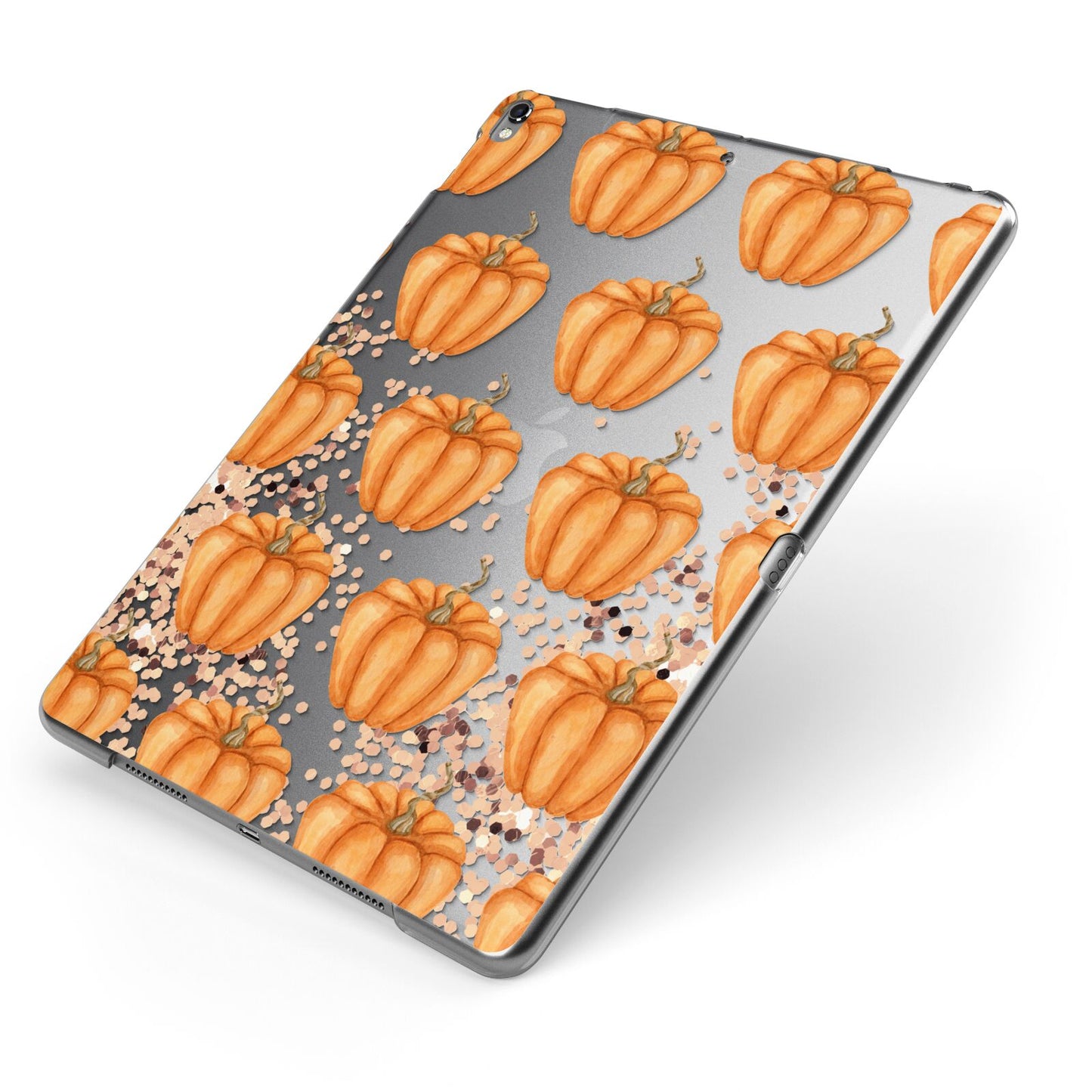 Shimmery Pumpkins Apple iPad Case on Grey iPad Side View