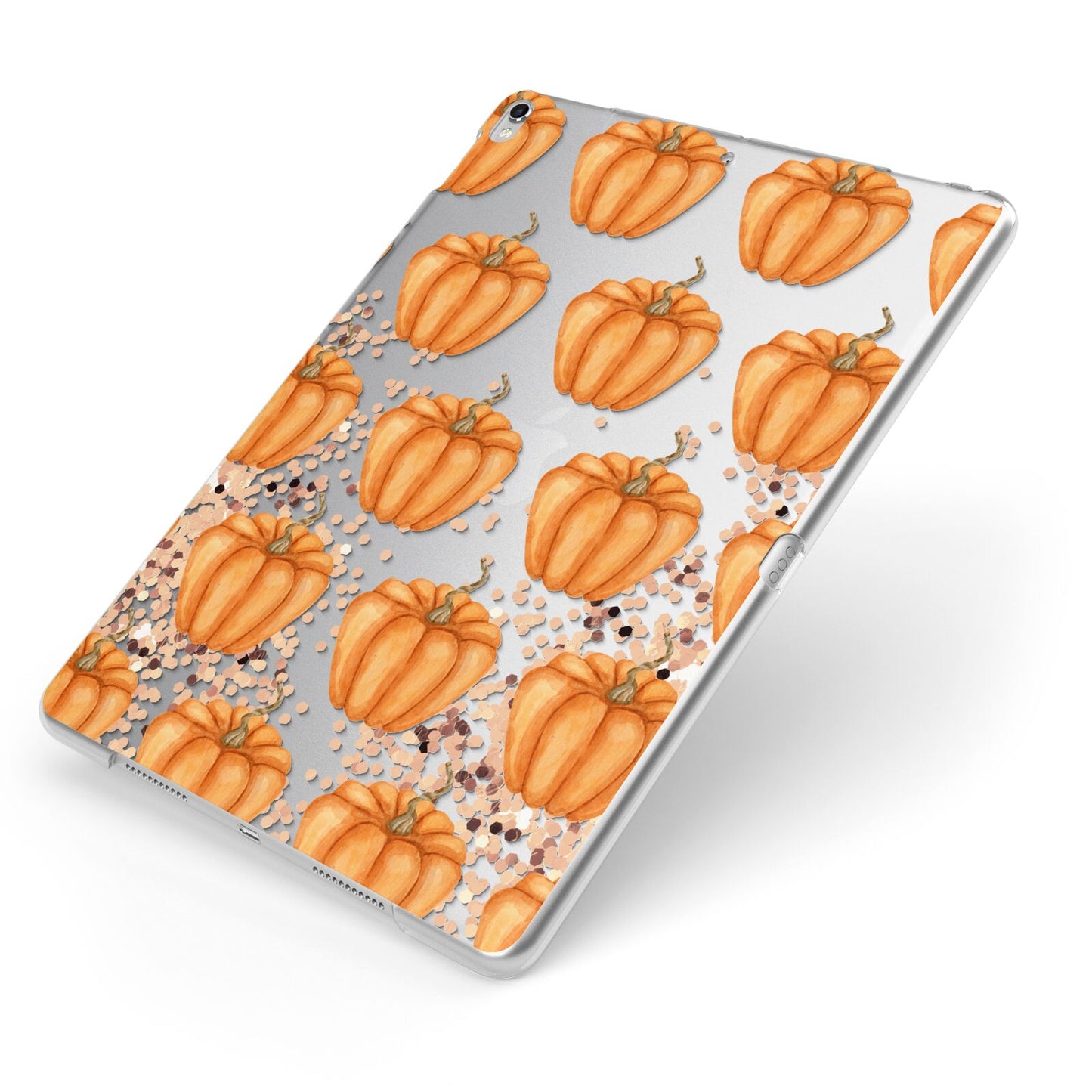 Shimmery Pumpkins Apple iPad Case on Silver iPad Side View
