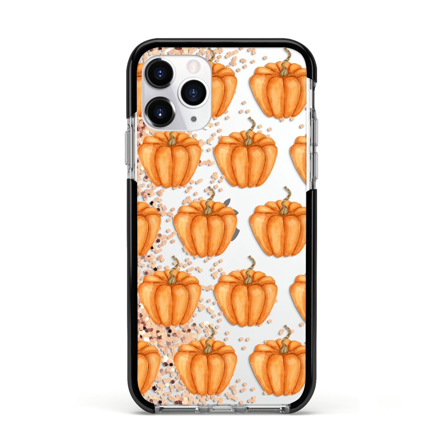 Shimmery Pumpkins Apple iPhone 11 Pro in Silver with Black Impact Case
