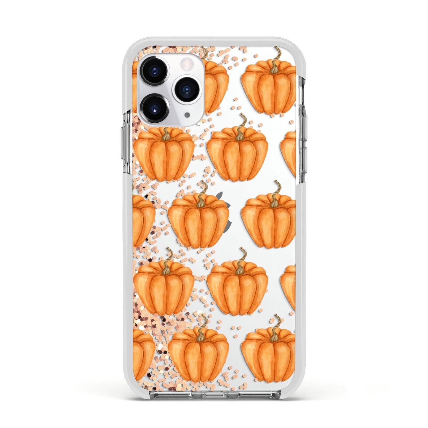 Shimmery Pumpkins Apple iPhone 11 Pro in Silver with White Impact Case