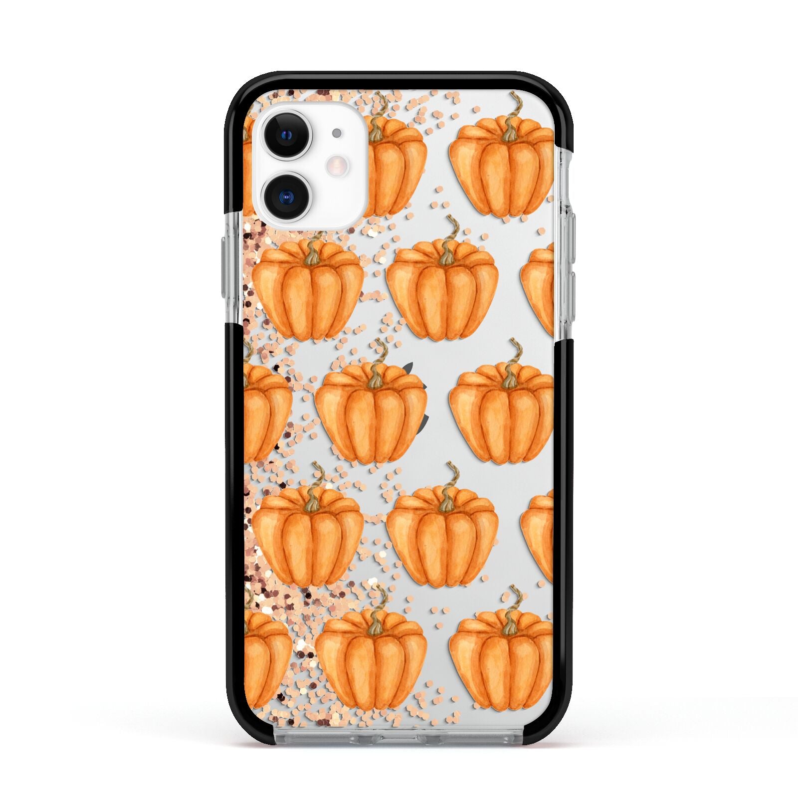 Shimmery Pumpkins Apple iPhone 11 in White with Black Impact Case