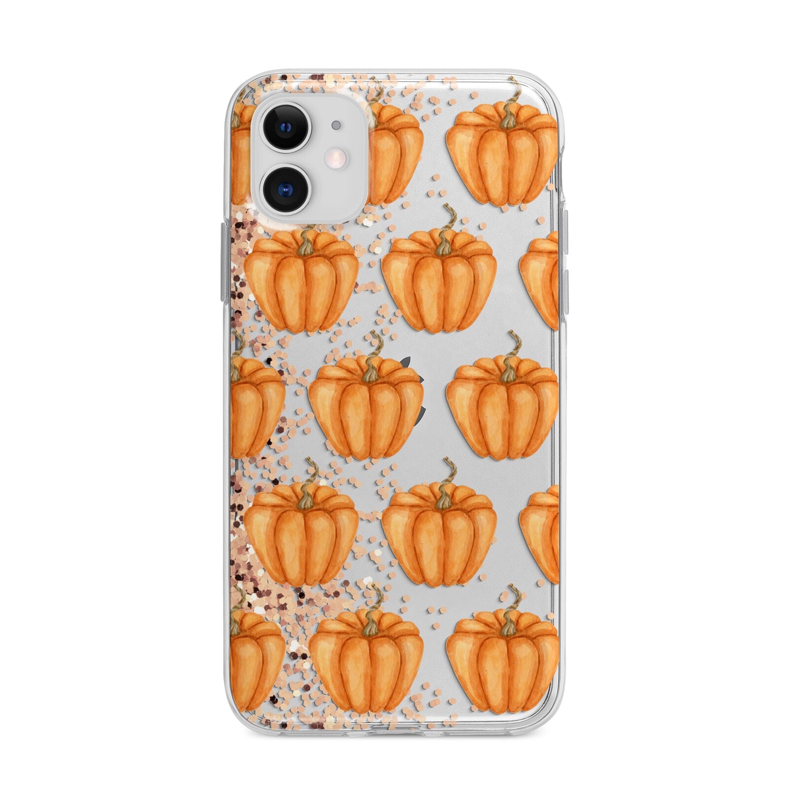 Shimmery Pumpkins Apple iPhone 11 in White with Bumper Case