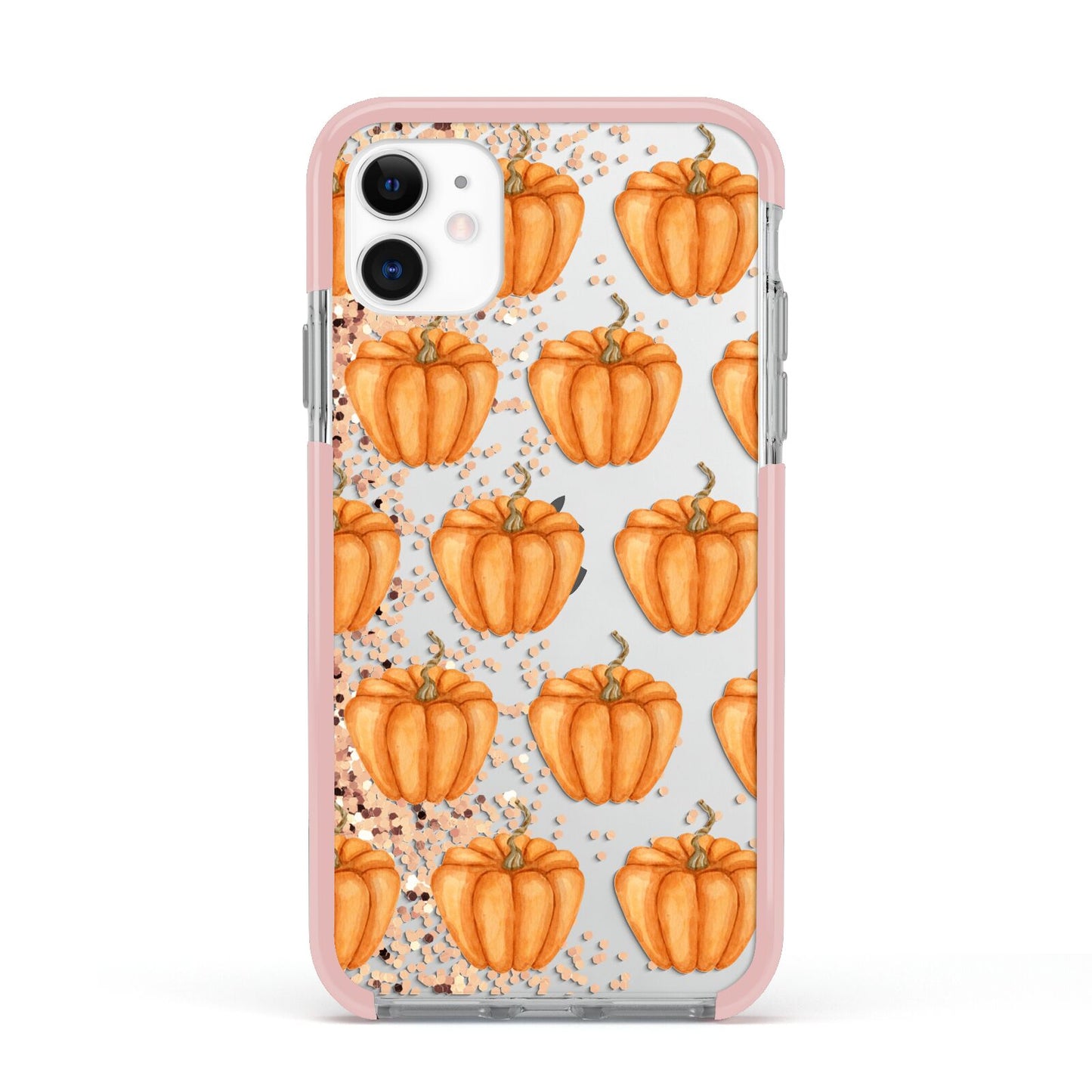 Shimmery Pumpkins Apple iPhone 11 in White with Pink Impact Case