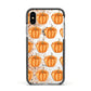 Shimmery Pumpkins Apple iPhone Xs Impact Case Black Edge on Silver Phone