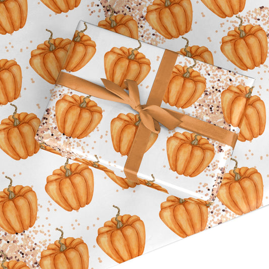 Shimmery Pumpkins Custom Wrapping Paper